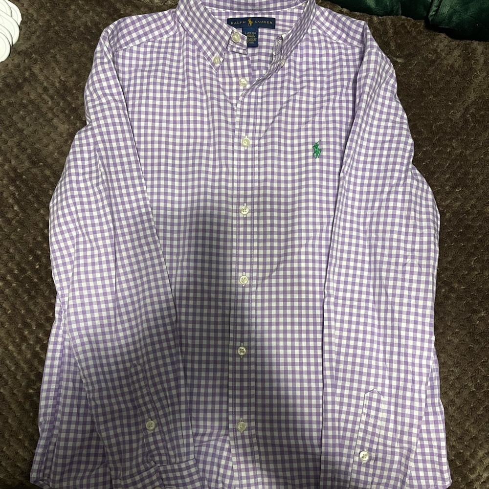 Youth Large Ralph Lauren Plaid Button down